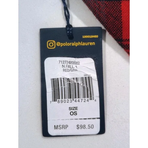 Polo Ralph Lauren Tie Tartan  100% Wool Mens  Hand Made In Italy Red Green NWT - Picture 7 of 8